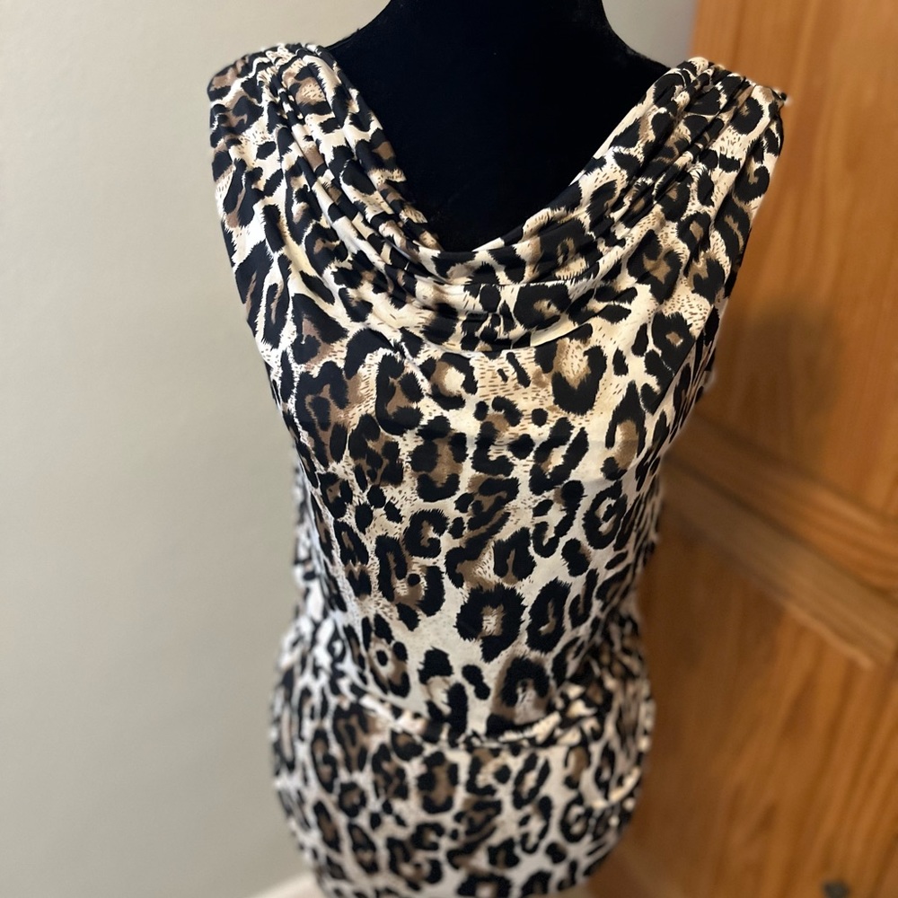 Sexy Cowl neck animal print top